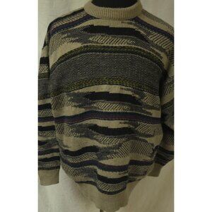 Vtg Salmon River Trader Coogi Style Abstract Geometric Wool Blend Sweater Sz (M)